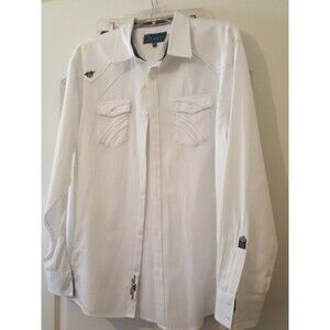Roar Men’s long sleeve button up white light shirt Size 2XL Euc